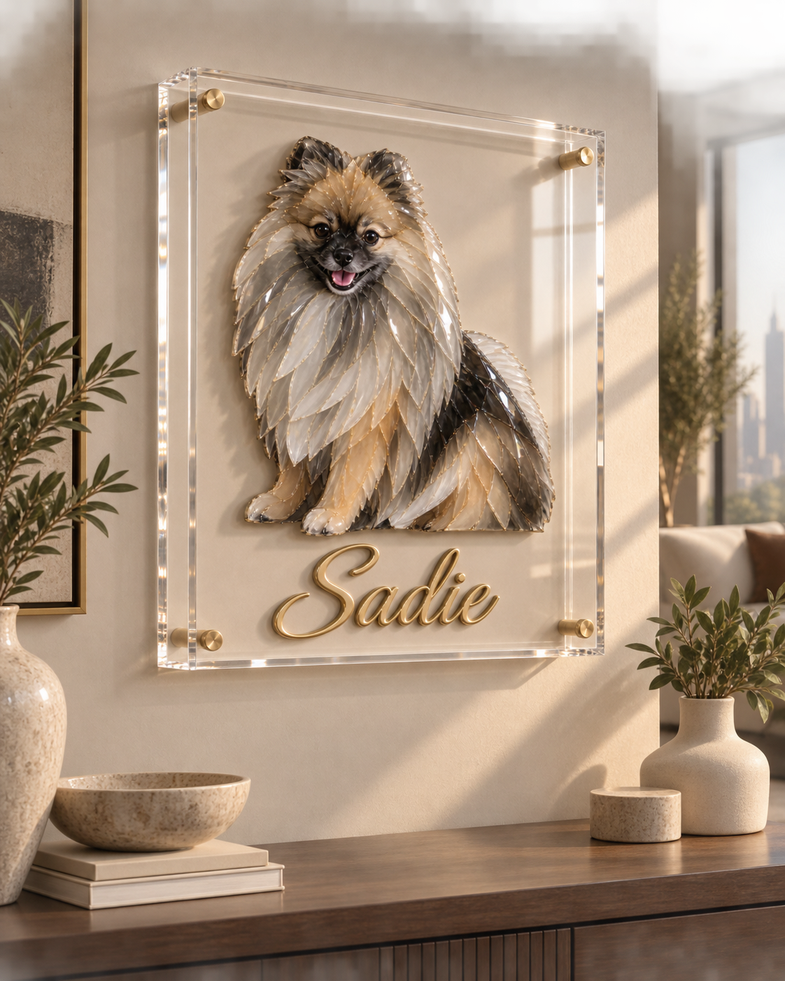 Sadie — Pomeranian 3D Acrylic Portrait