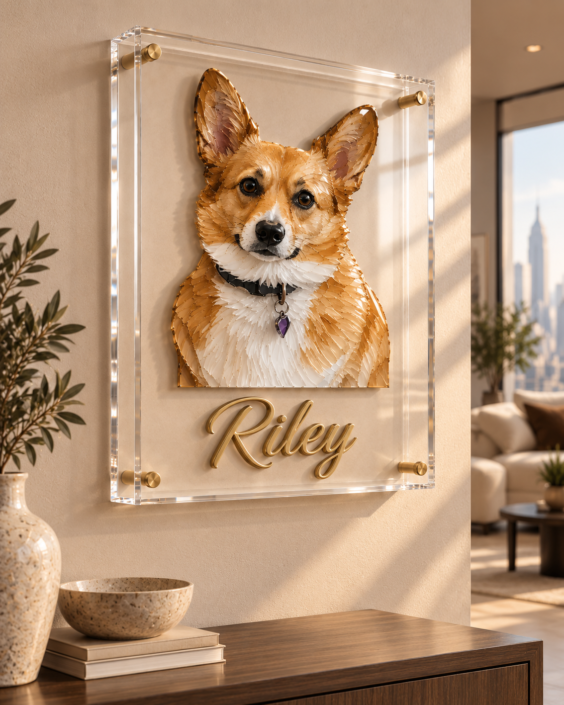 Riley — Corgi 3D Acrylic Portrait